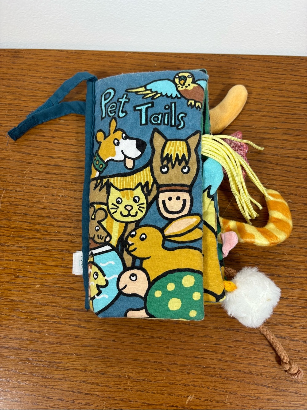 Jellycat Pet Tails Soft Activity Book - Teal, Yellow, Green